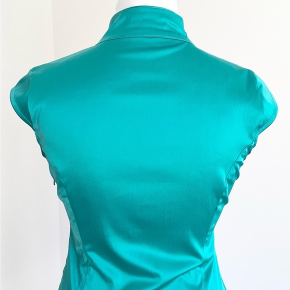 Jane Norman Y2K dress 14 turquoise green satin black embroidered vintage - Picture 14 of 16